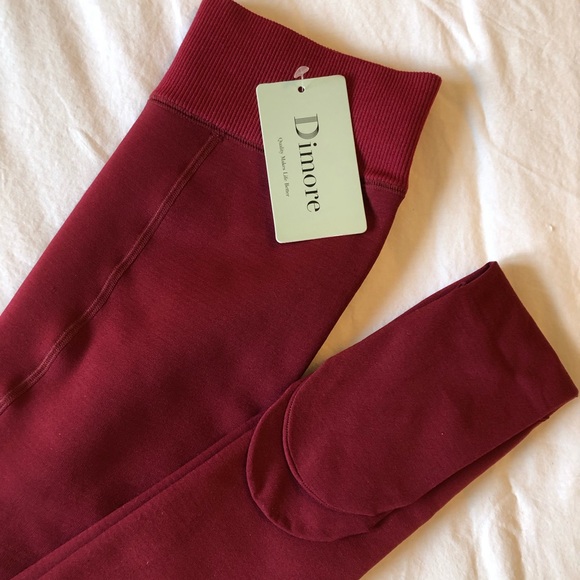 Dimore Fleece Lined Footed Burgundy Tights - Picture 2 of 3